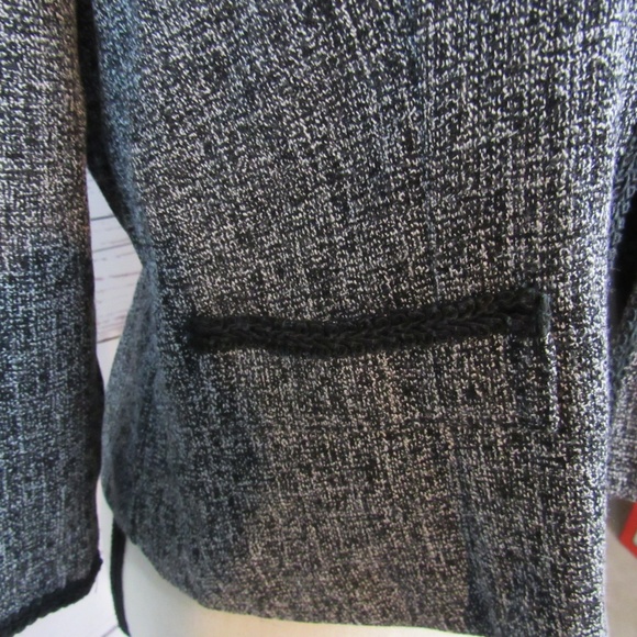K Petite gray/white/black tweed open front jacket - Picture 4 of 7